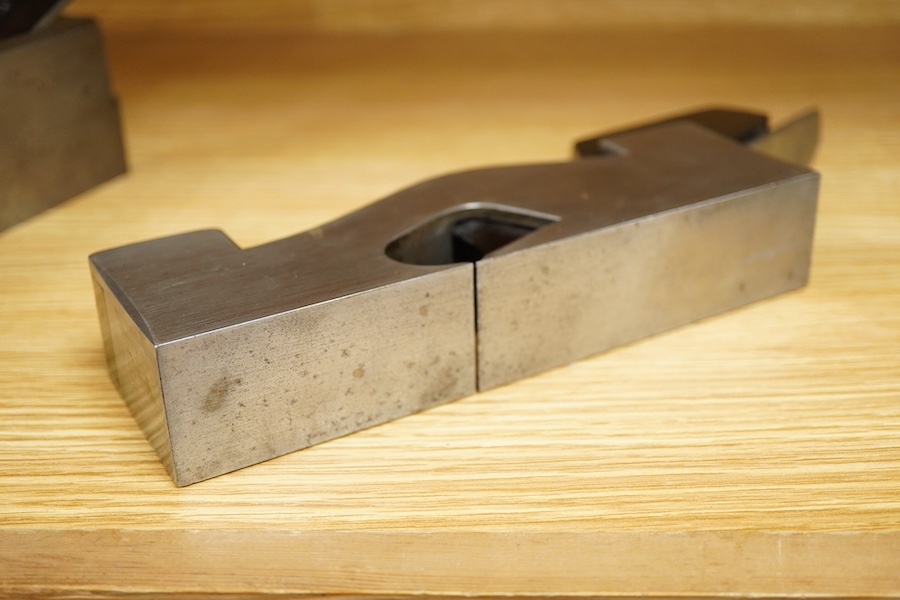 A Norris steel No.7 shoulder plane with rosewood infill and wedge, 1 1/2”, stamped Norris, London to the plane with owner’s name stamped twice to the infill and wedge, the iron is unmarked
